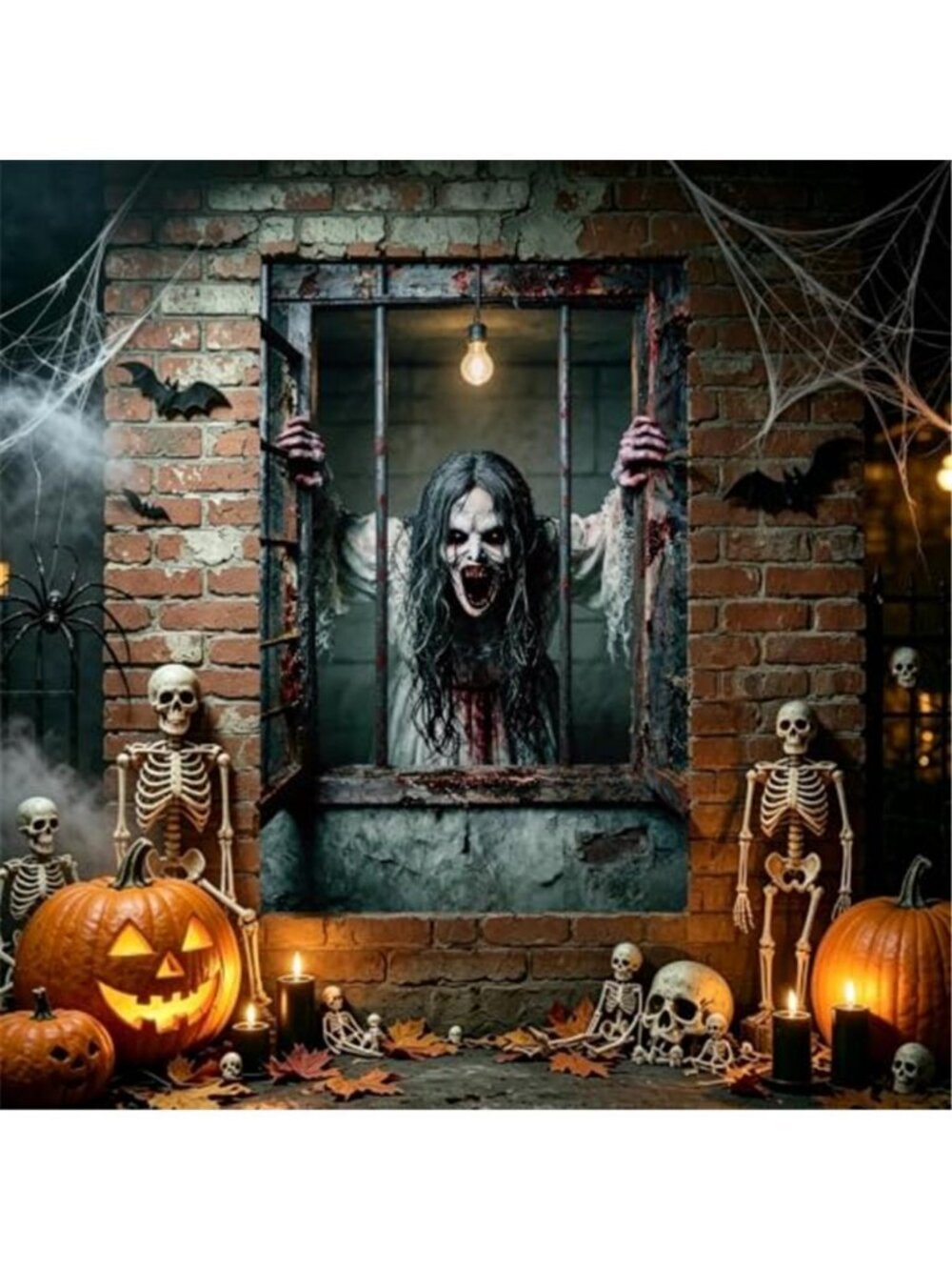 Scary Halloween Curtains Window Decorations Blood Ghost Door Cover